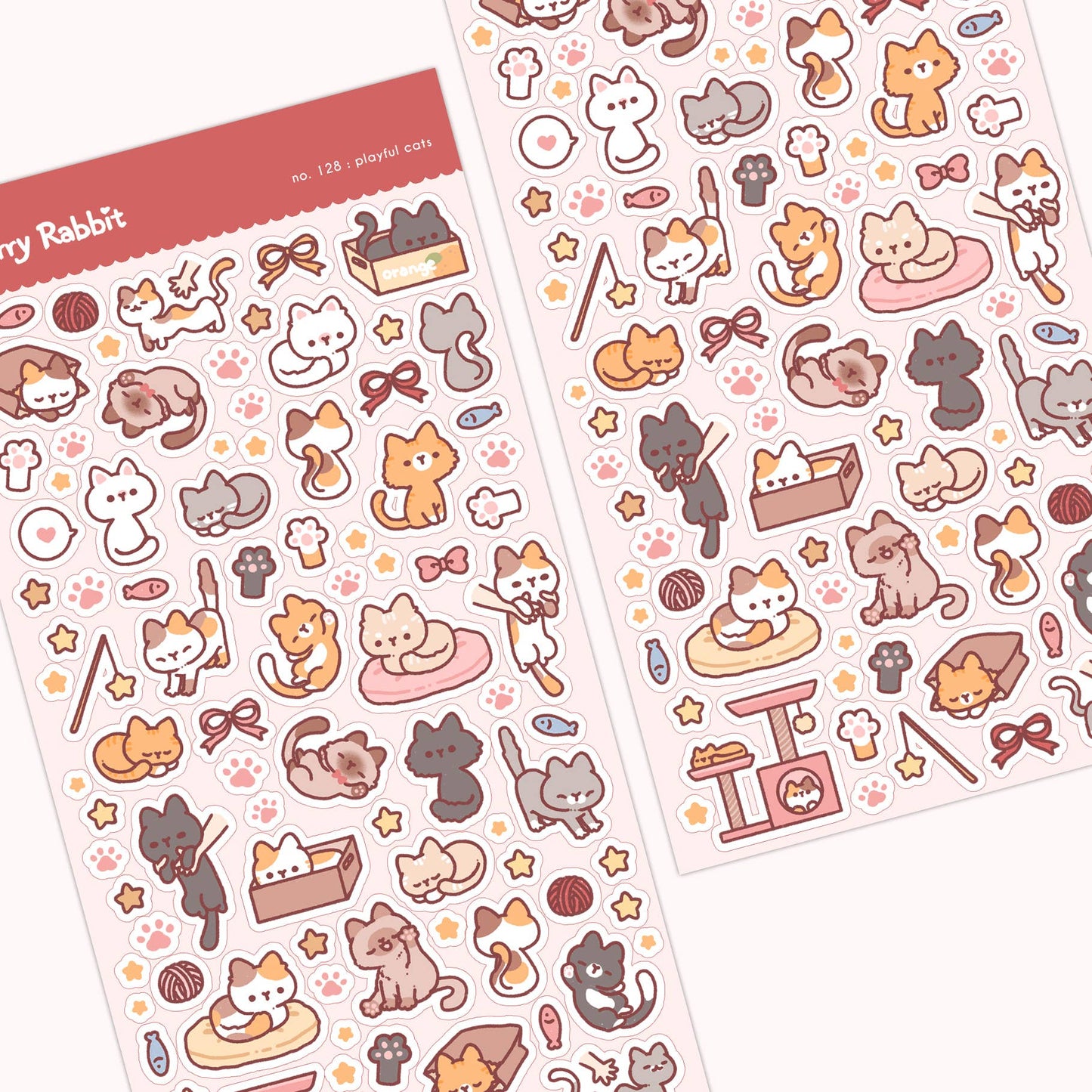 Cherry Rabbit | Playful Cats Sticker Sheet no.128