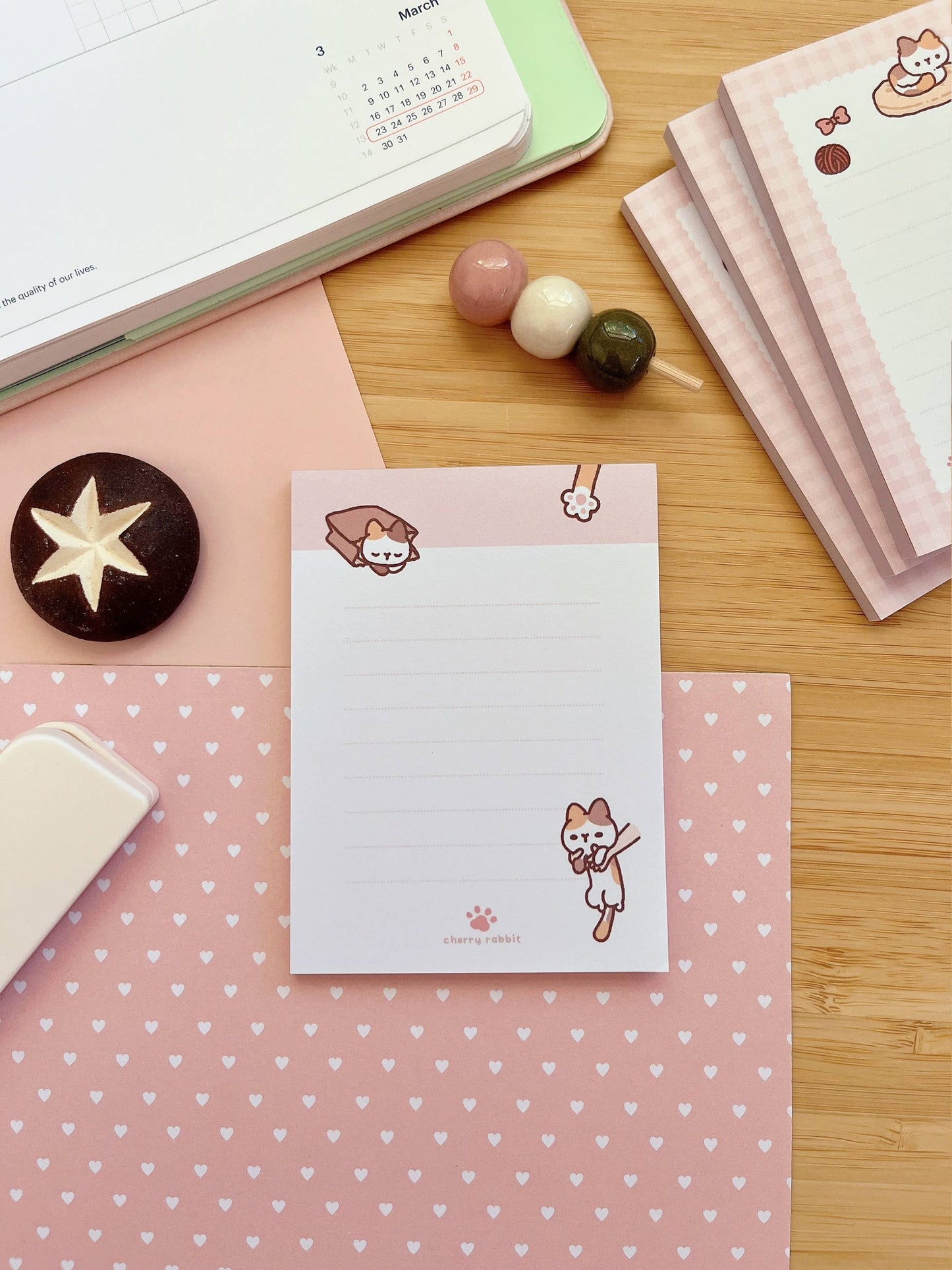 Cherry Rabbit | Memo Pad: Calico Cat