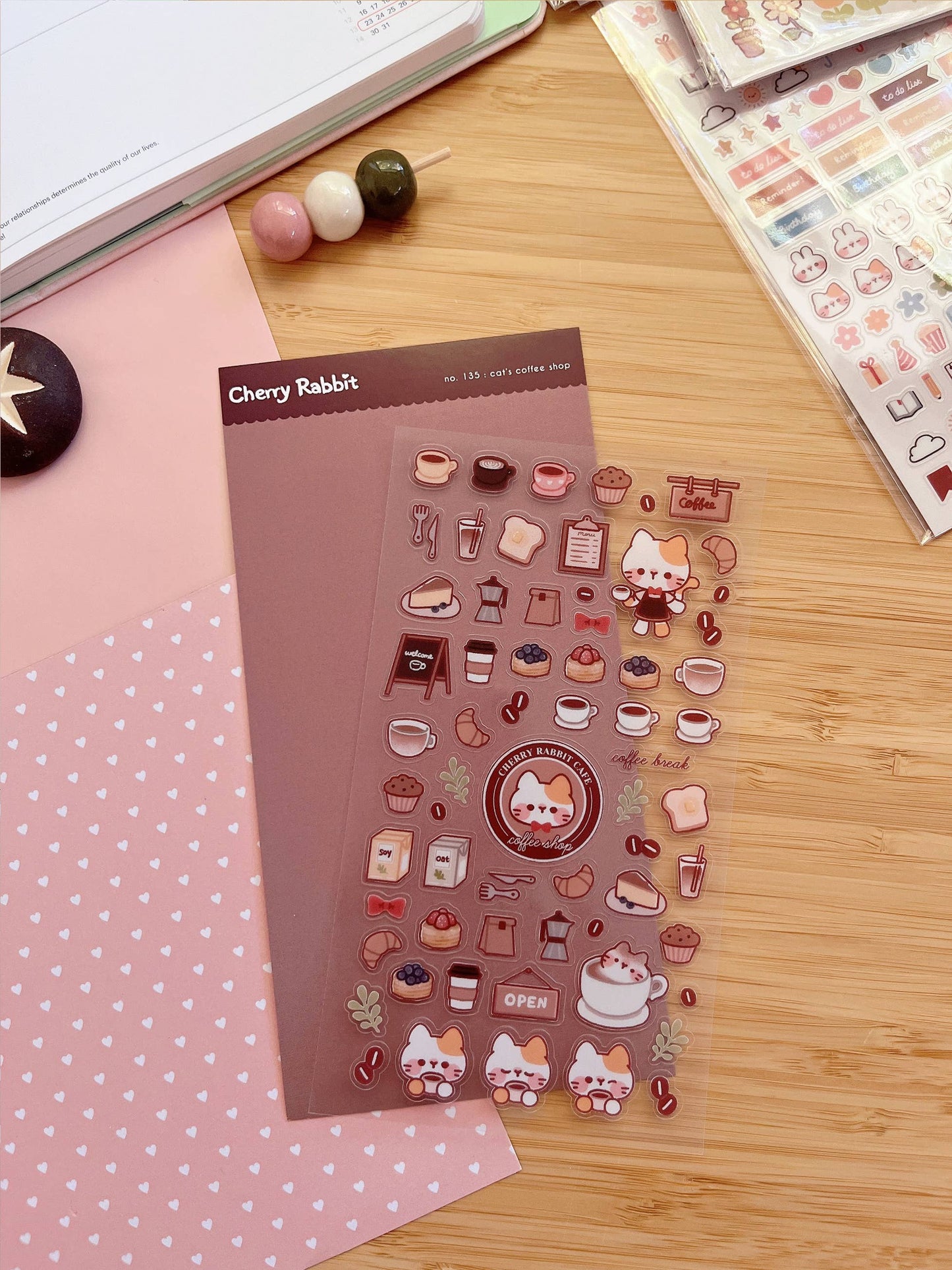 Cherry Rabbit | Cat's Coffee Shop Sticker Sheet no.135
