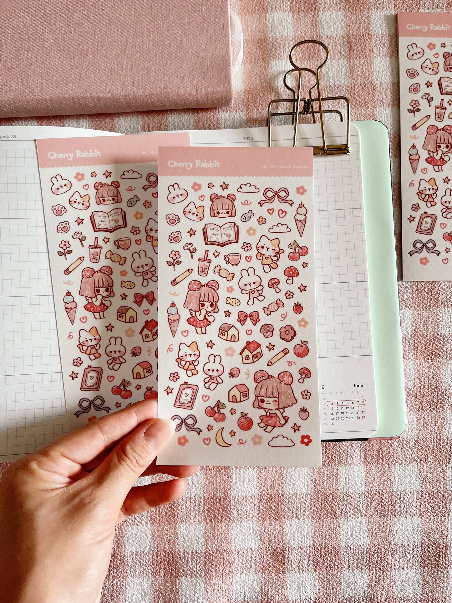 Cherry Rabbit | Sketch Doodles Sticker Sheet no.125