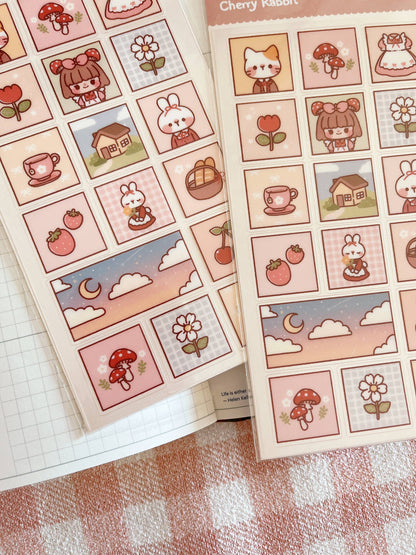 Cherry Rabbit | Lovely Cottage Sticker Sheet