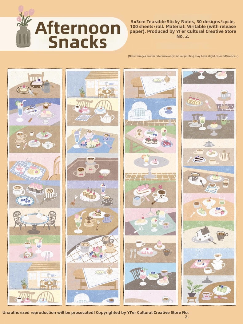 Yier Studio | Afternoon Snacks Tearable/Writable Sticky Notes Roll