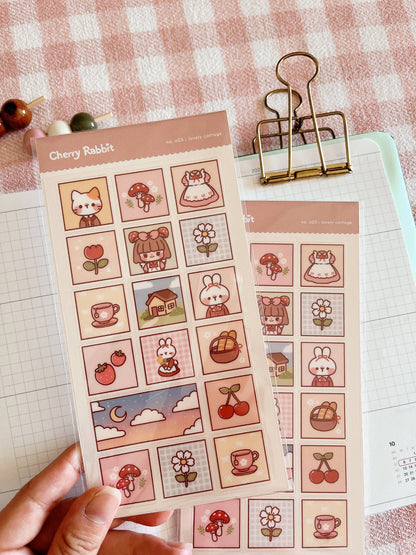 Cherry Rabbit | Lovely Cottage Sticker Sheet