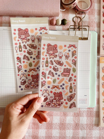Cherry Rabbit | Lovely Picnic Sticker Sheet
