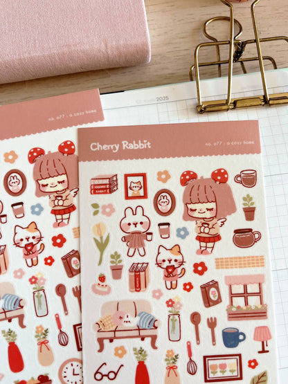 Cherry Rabbit | Cozy Home Sticker Sheet no.077