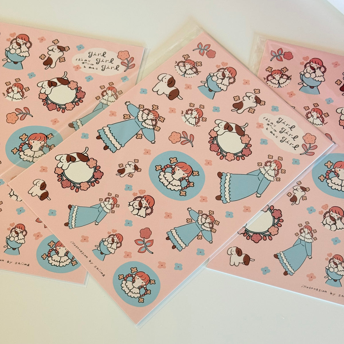 Shiima | Lovely Girl and Cute Dog A5 Sticker Sheet