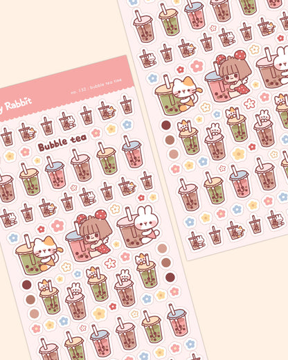 Cherry Rabbit | Bubble Tea Time Sticker Sheet no.123
