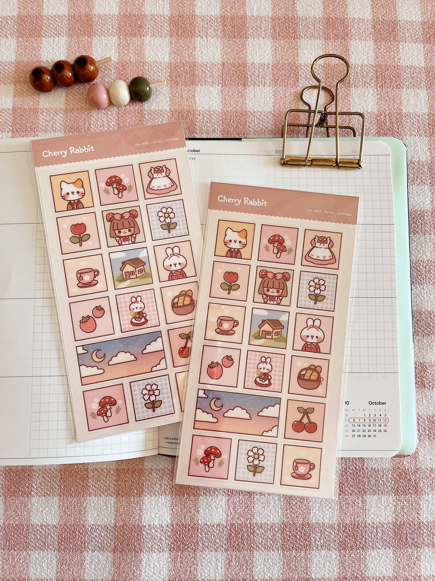 Cherry Rabbit | Lovely Cottage Sticker Sheet
