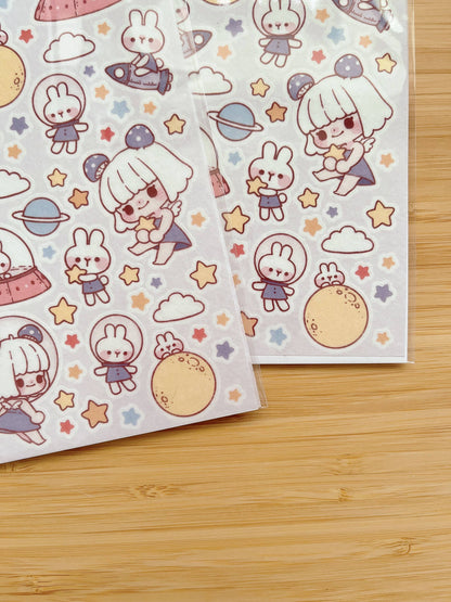 Cherry Rabbit | Space Adventure Sticker Sheet