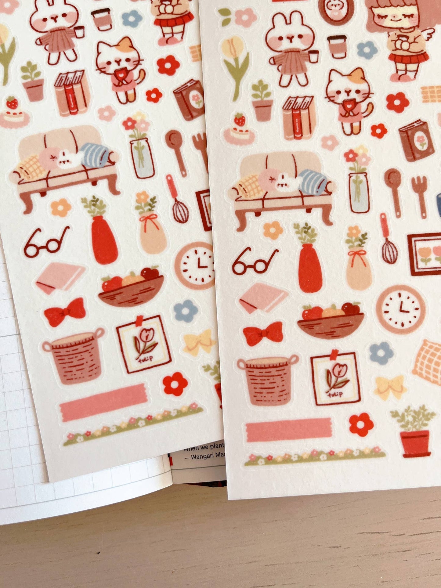 Cherry Rabbit | Cozy Home Sticker Sheet no.077