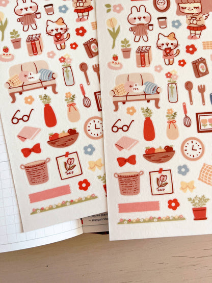 Cherry Rabbit | Cozy Home Sticker Sheet no.077