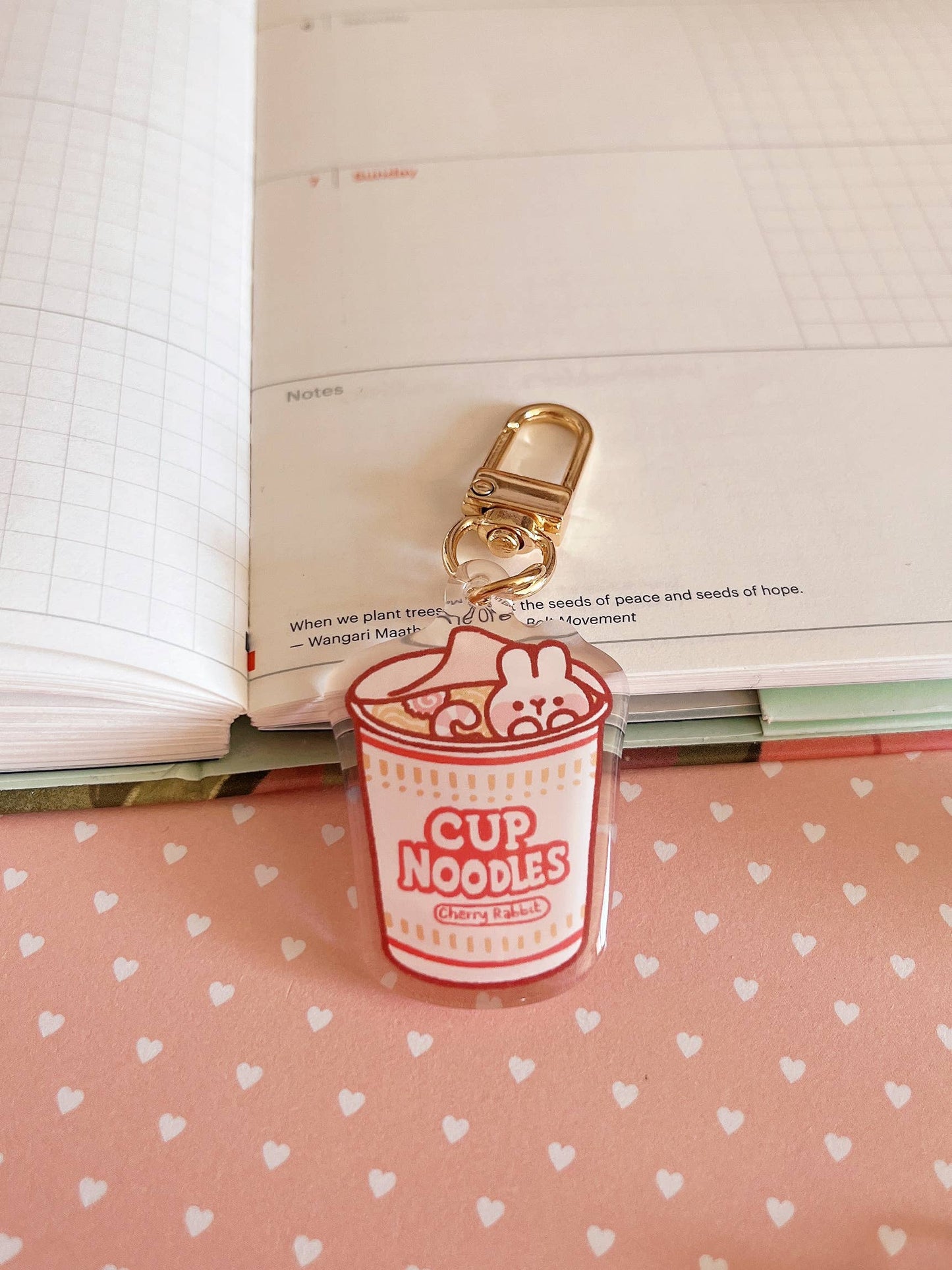Cherry Rabbit | Cup Noodle Keychain