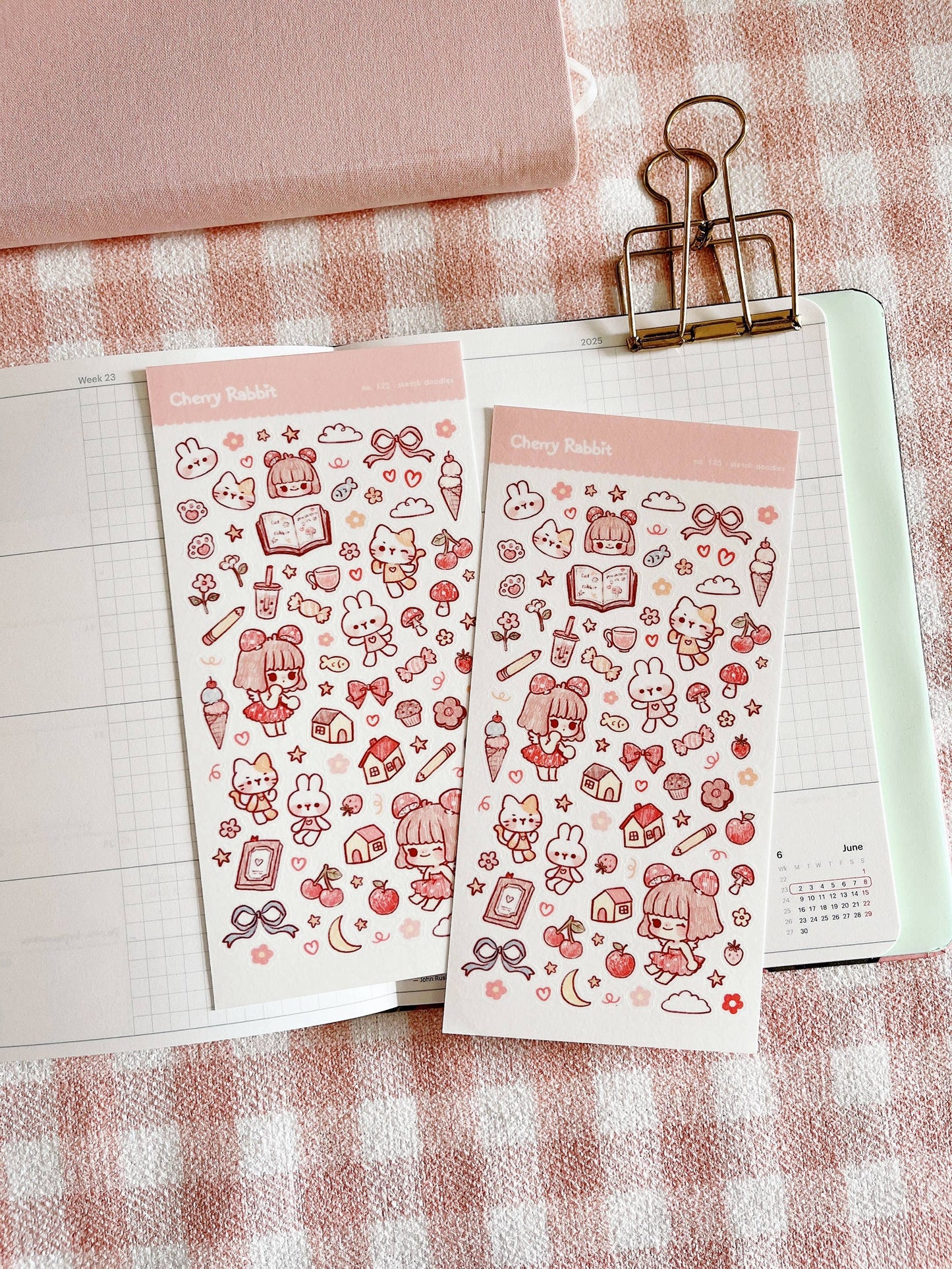 Cherry Rabbit | Sketch Doodles Sticker Sheet no.125