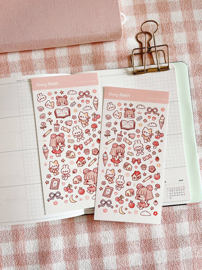 Cherry Rabbit | Sketch Doodles Sticker Sheet no.125