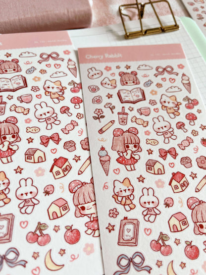 Cherry Rabbit | Sketch Doodles Sticker Sheet no.125