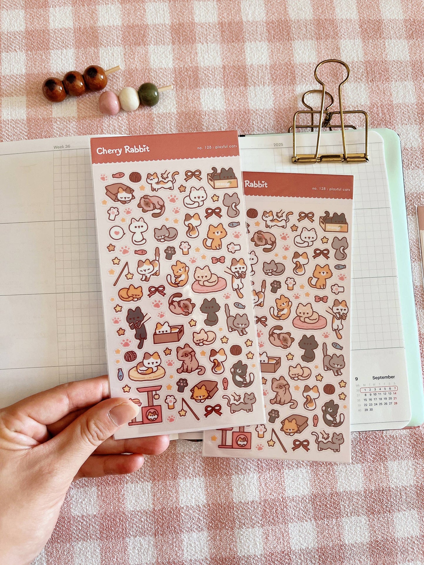 Cherry Rabbit | Playful Cats Sticker Sheet no.128