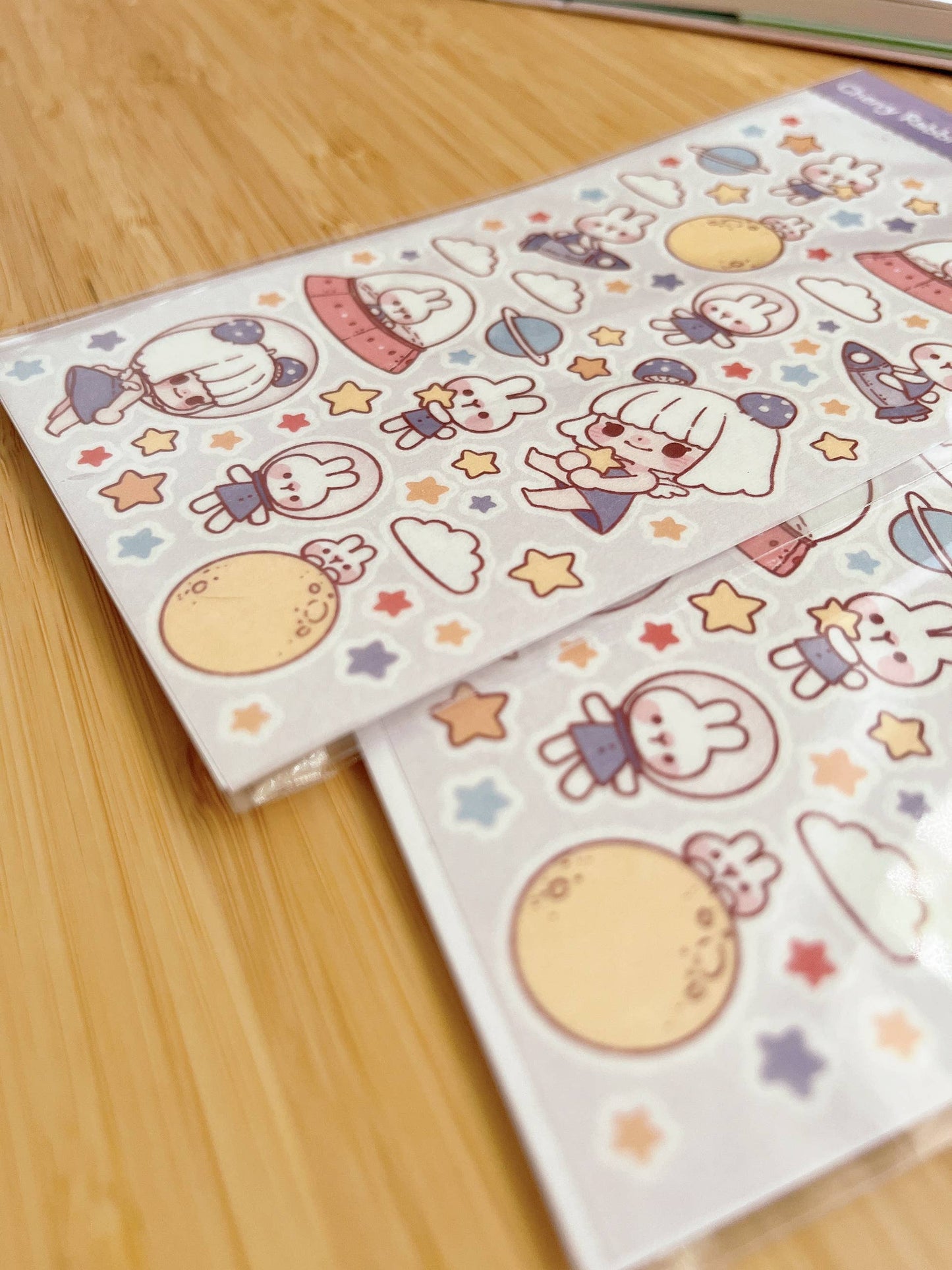 Cherry Rabbit | Space Adventure Sticker Sheet