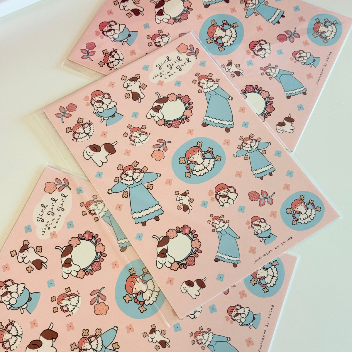 Shiima | Lovely Girl and Cute Dog A5 Sticker Sheet