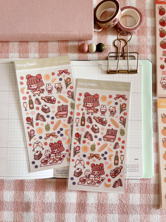 Cherry Rabbit | Lovely Picnic Sticker Sheet