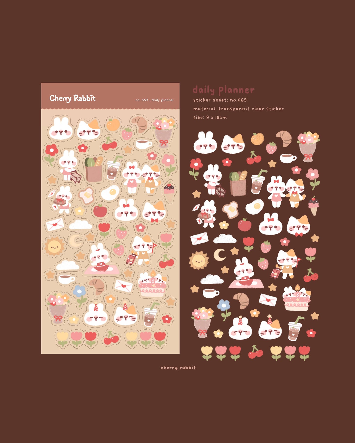 Cherry Rabbit | Daily Planner Sticker Sheet no.069