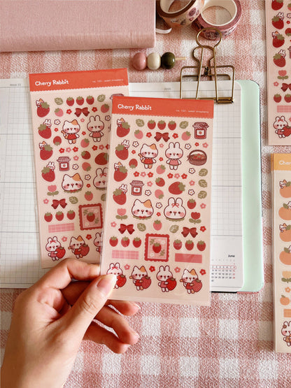 Cherry Rabbit | Sweet Strawberry Sticker Sheet no.103