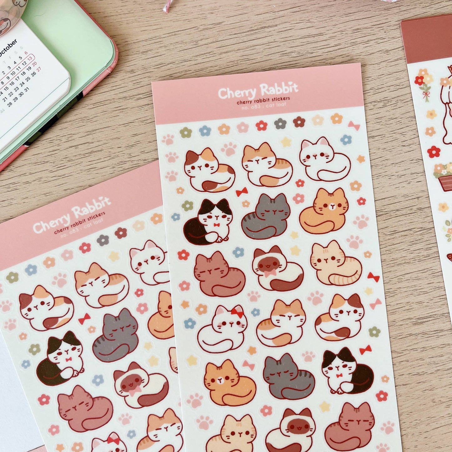Cherry Rabbit | Cat Loaf Sticker Sheet no.083