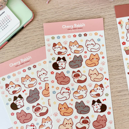 Cherry Rabbit | Cat Loaf Sticker Sheet no.083