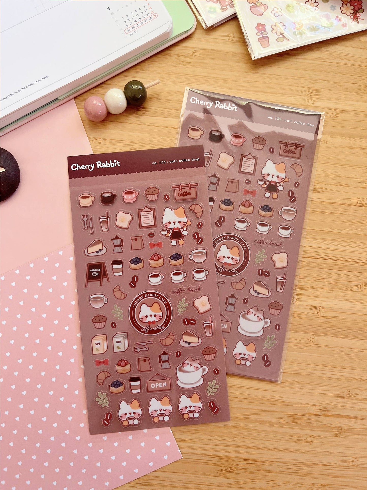 Cherry Rabbit | Cat's Coffee Shop Sticker Sheet no.135