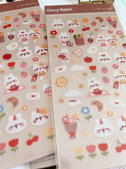 Cherry Rabbit | Daily Planner Sticker Sheet no.069