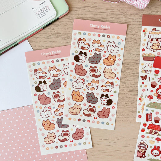 Cherry Rabbit | Cat Loaf Sticker Sheet no.083