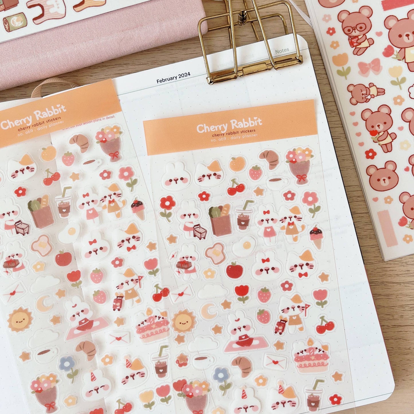 Cherry Rabbit | Daily Planner Sticker Sheet no.069