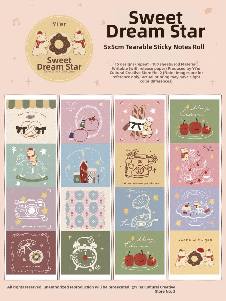 Yier Studio | Sweet Dream Star Tearable Sticky Notes Roll