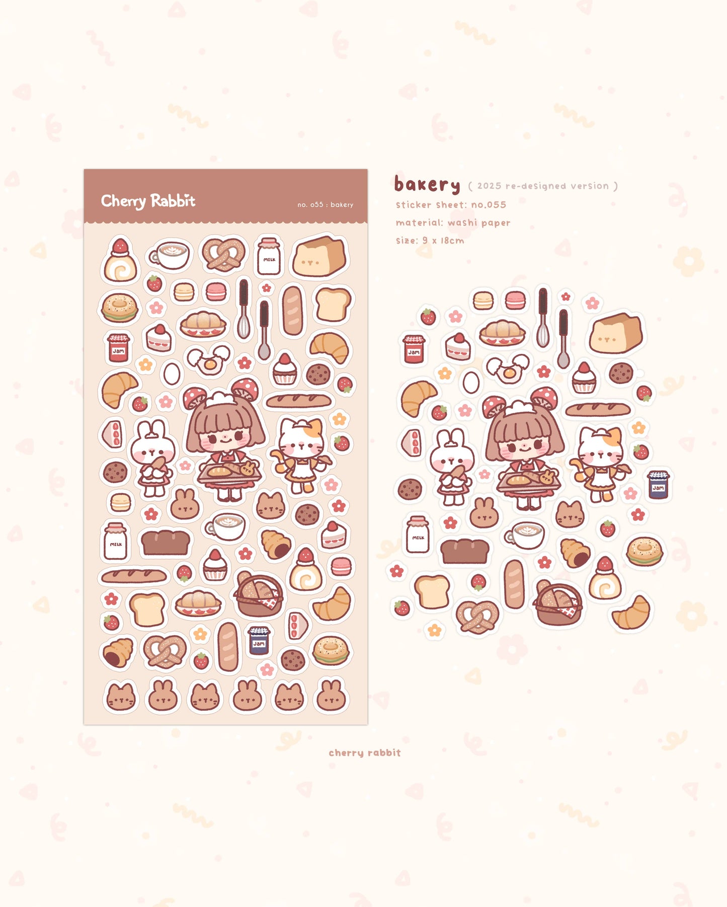 Cherry Rabbit | Bakery Sticker Sheet no.055