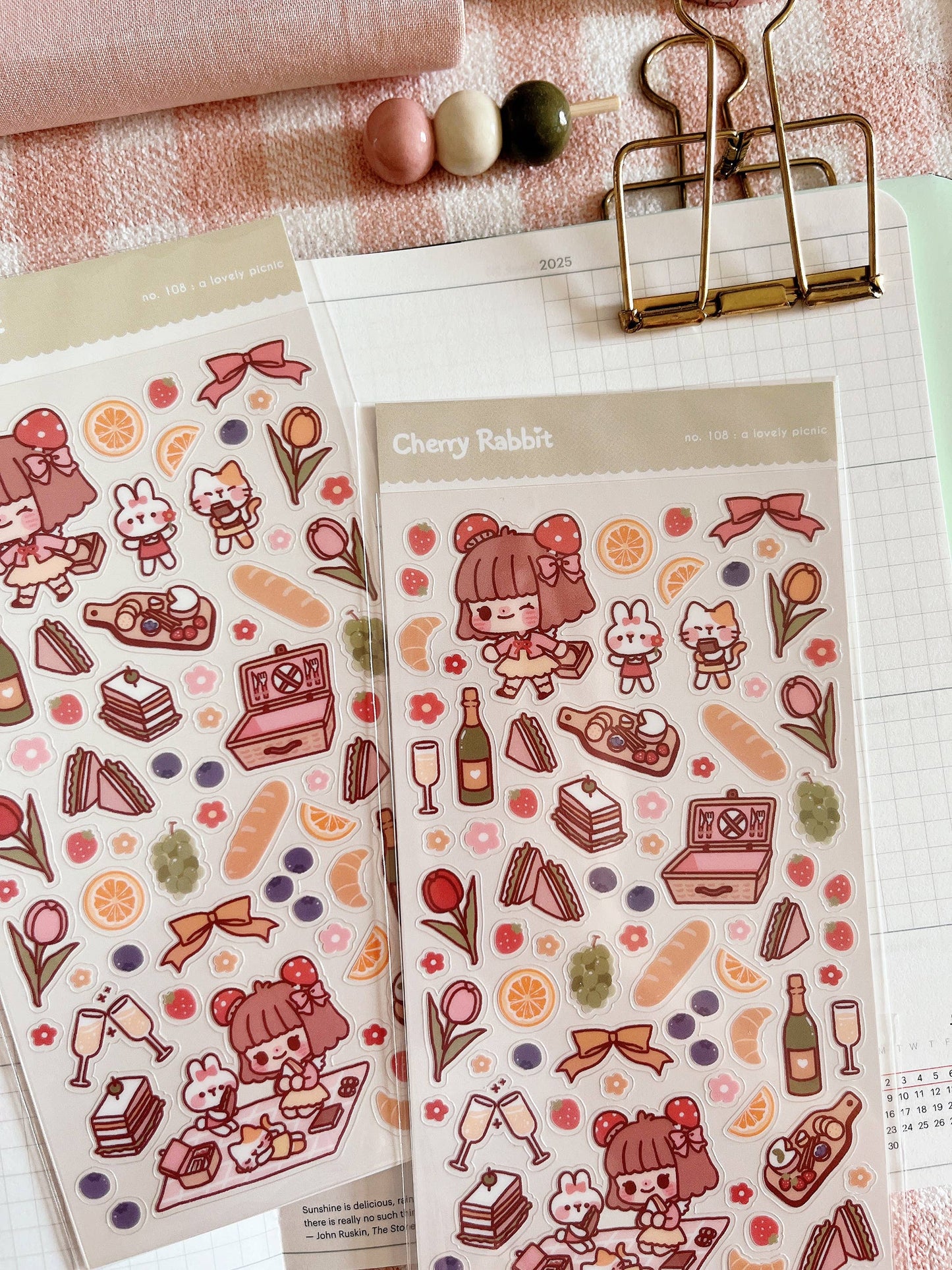 Cherry Rabbit | Lovely Picnic Sticker Sheet