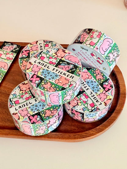 Shiima | Girl and Animals Labeler Sticker Roll