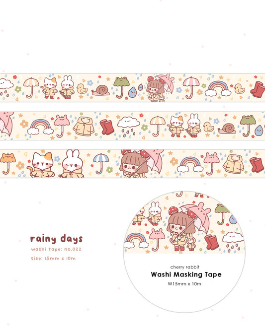 Cherry Rabbit | Rainy Days Washi Tape