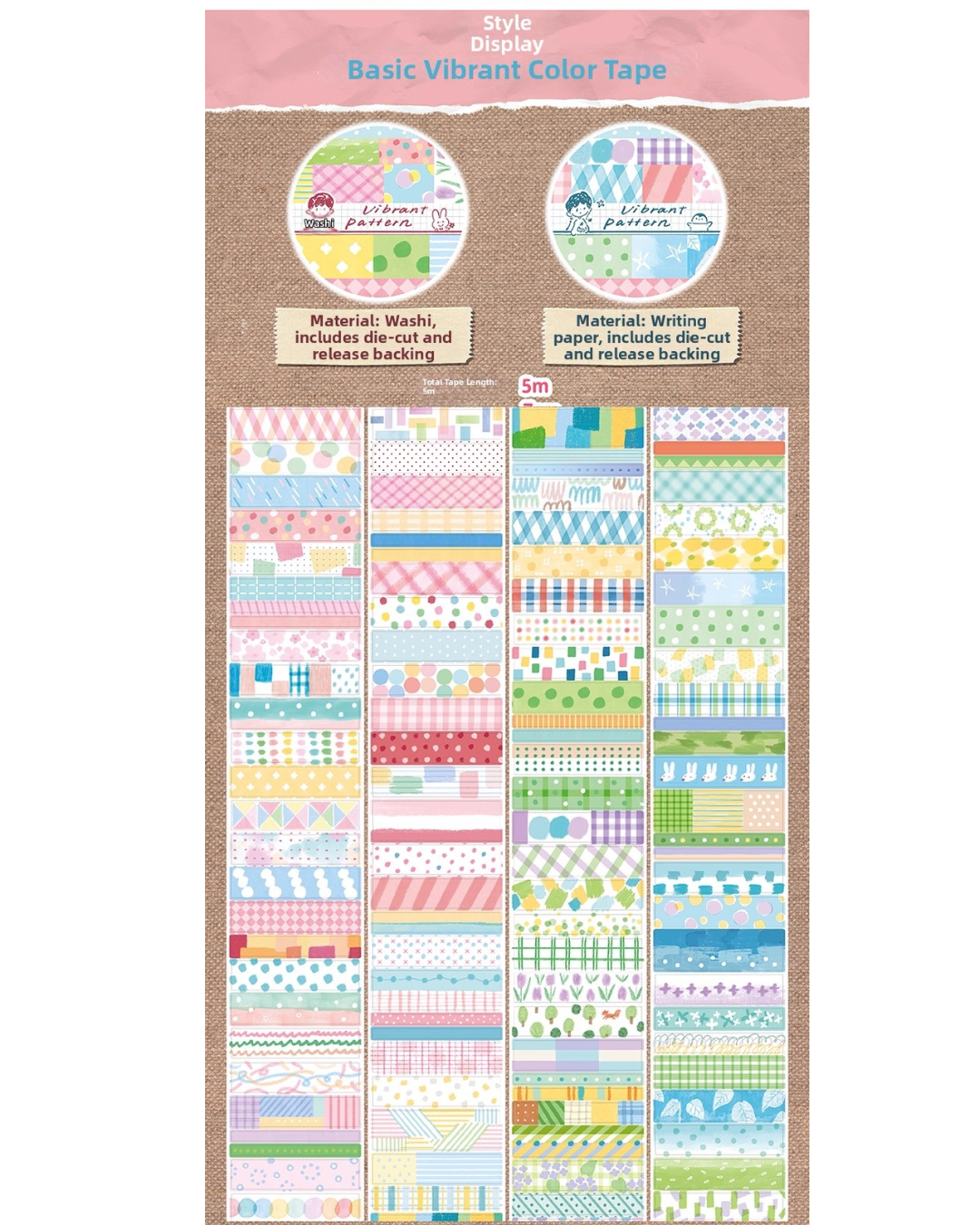 zZoton Molinta | Vibrant Pattern Washi tape Roll