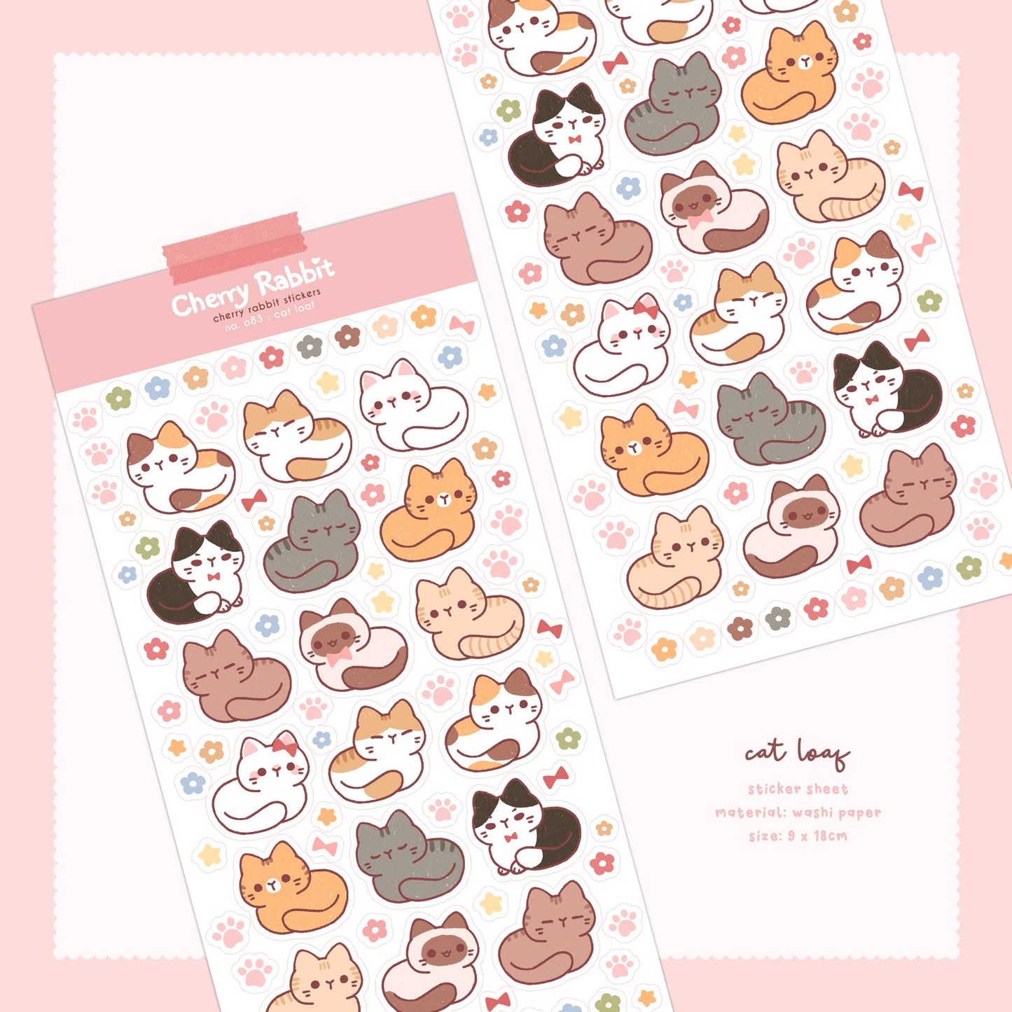 Cherry Rabbit | Cat Loaf Sticker Sheet no.083