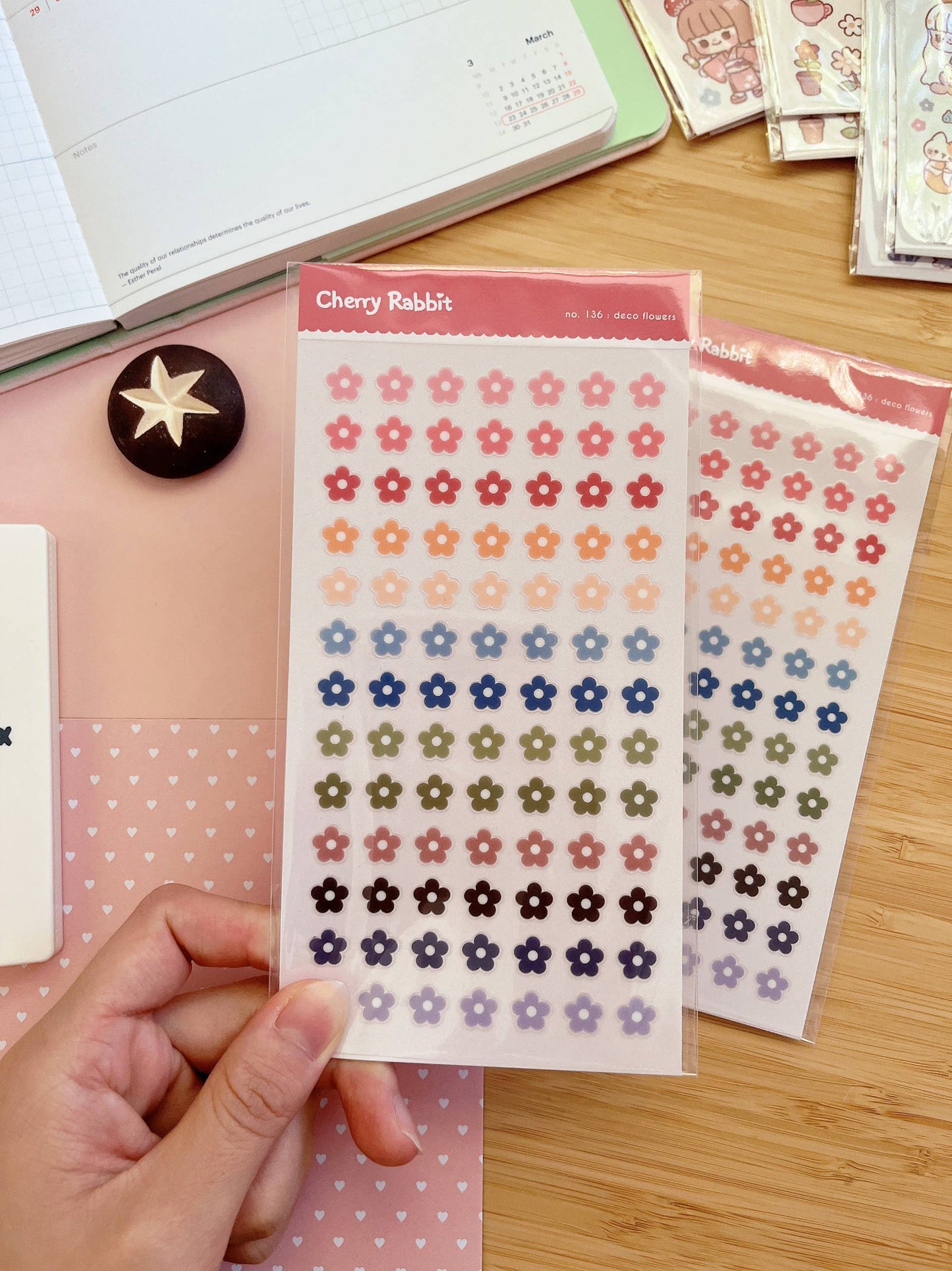 Cherry Rabbit | Deco Flowers Sticker Sheet no.136