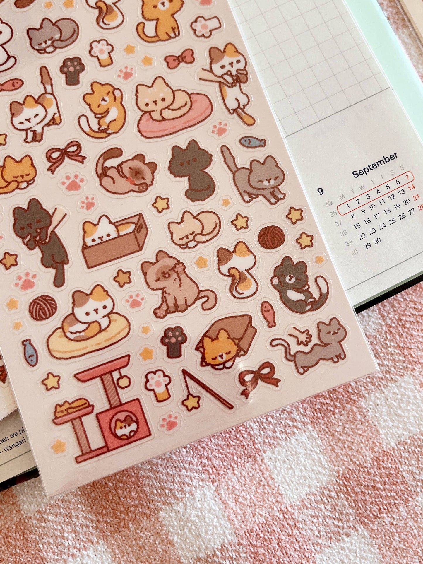 Cherry Rabbit | Playful Cats Sticker Sheet no.128