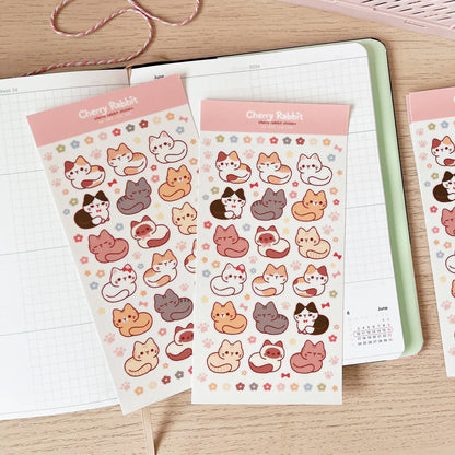 Cherry Rabbit | Cat Loaf Sticker Sheet no.083