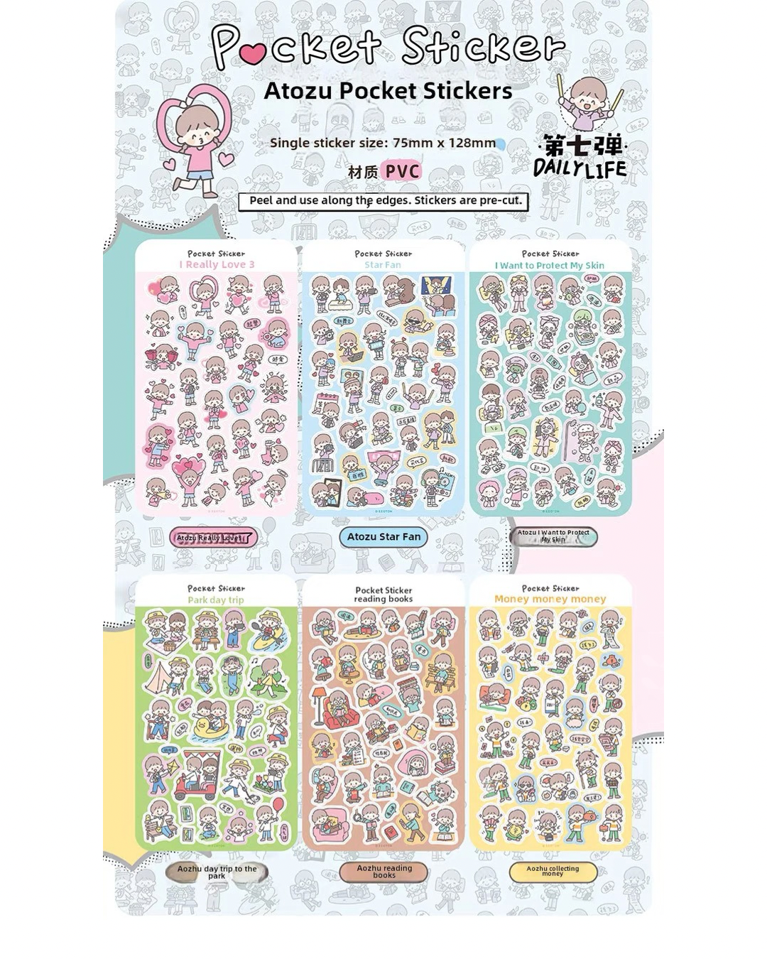zZoton Molinta | Pocket Sticker Sheet - Daily Life Series