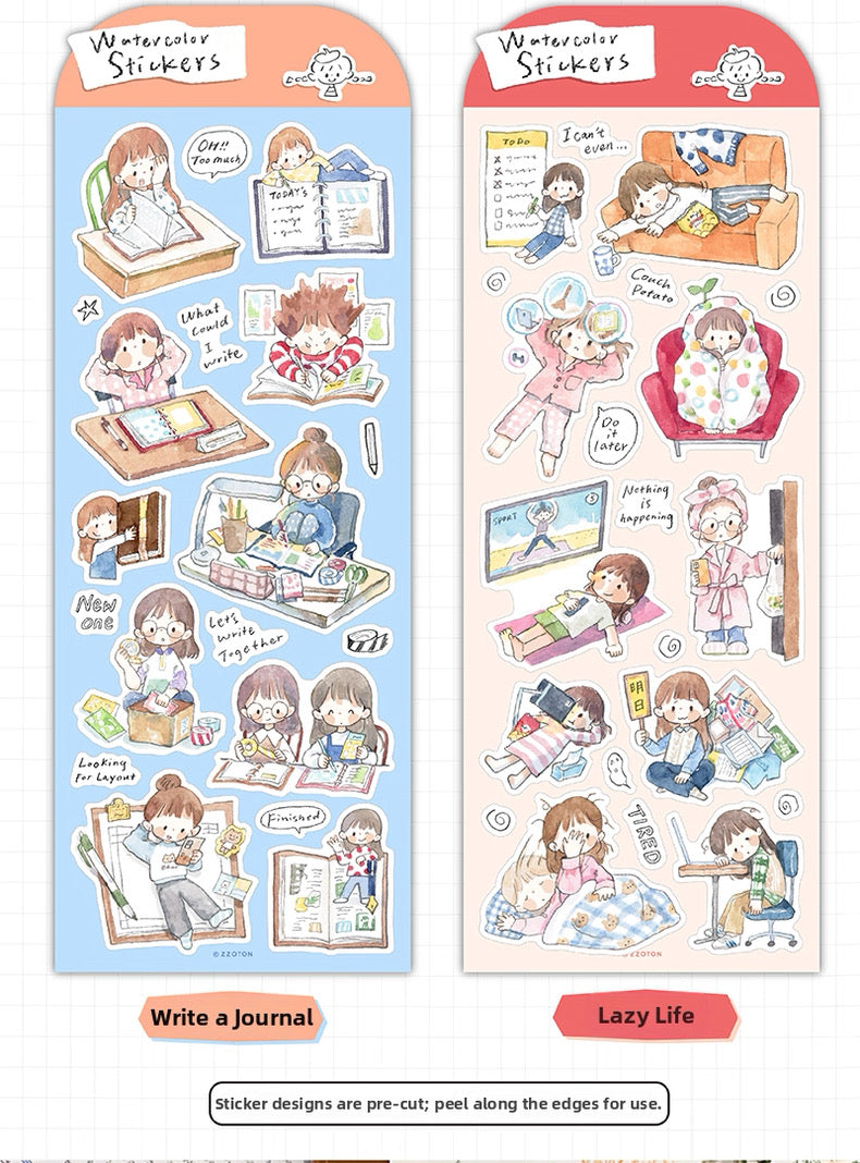 zZoton Molinta | Hand-Drawn Watercolor Sticker Sheet