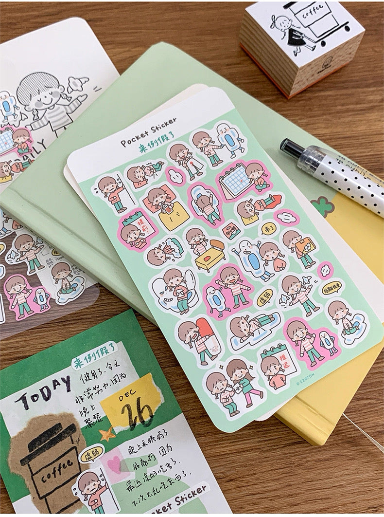 zZoton Molinta | Pocket Sticker Sheet - Daily Life Series