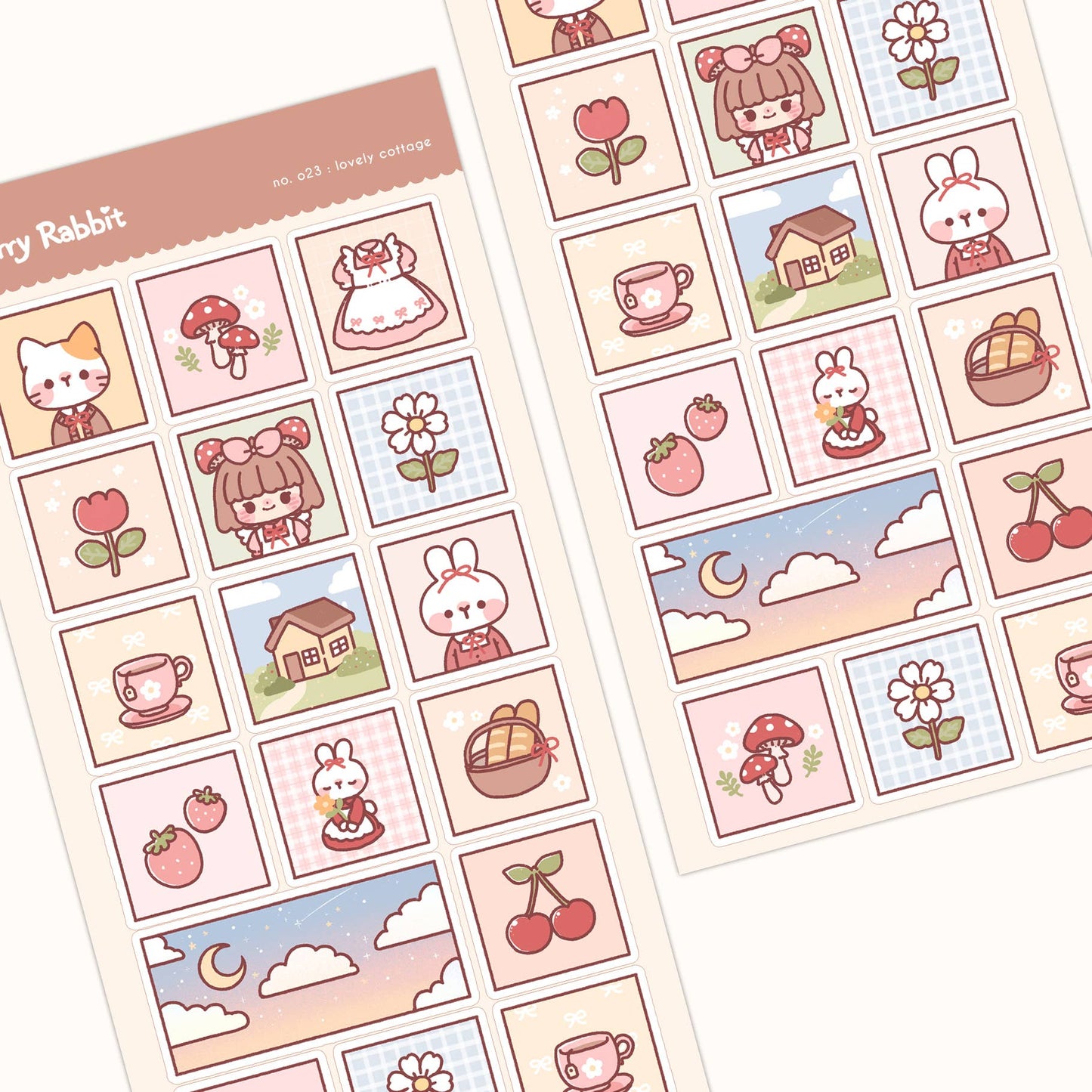 Cherry Rabbit | Lovely Cottage Sticker Sheet