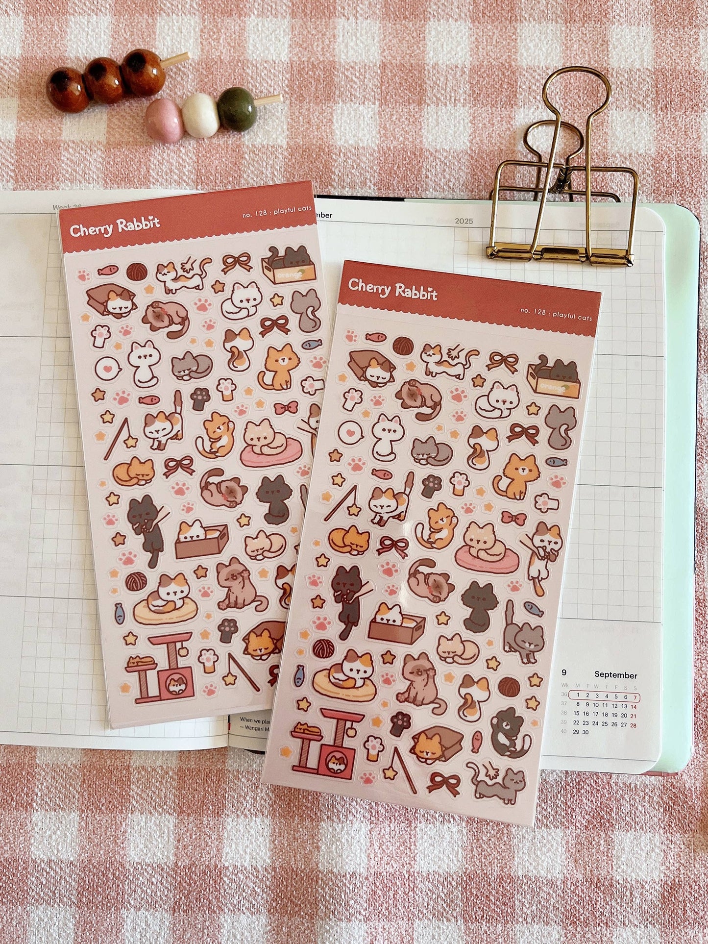 Cherry Rabbit | Playful Cats Sticker Sheet no.128