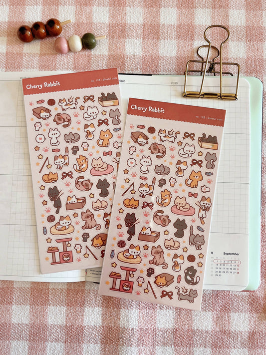 Cherry Rabbit | Playful Cats Sticker Sheet no.128