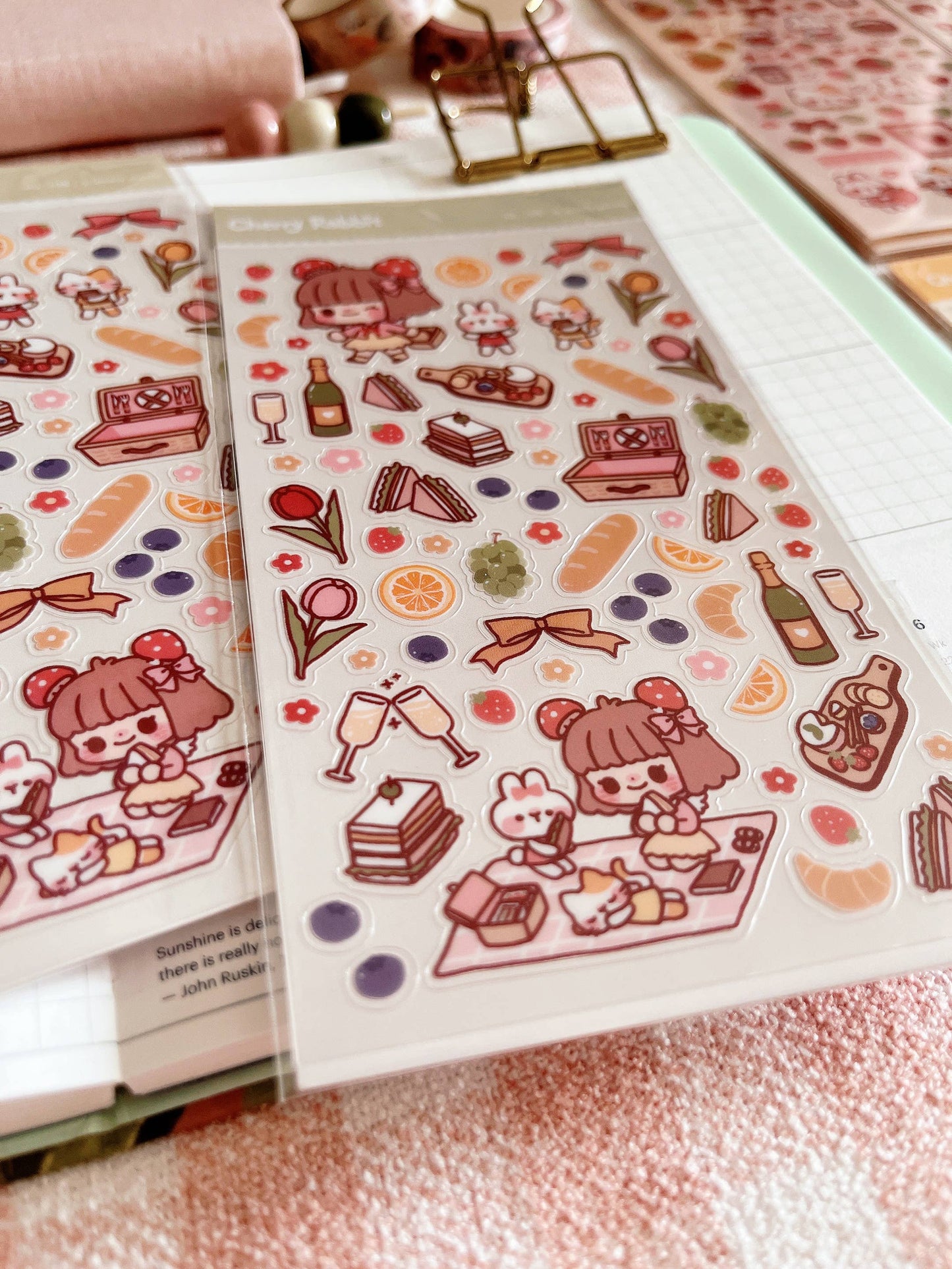 Cherry Rabbit | Lovely Picnic Sticker Sheet