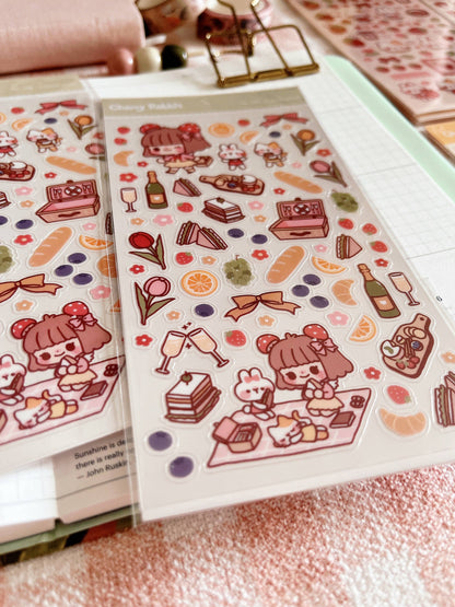 Cherry Rabbit | Lovely Picnic Sticker Sheet