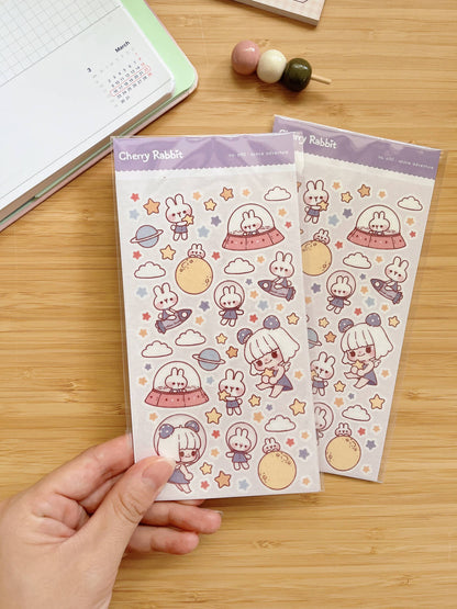 Cherry Rabbit | Space Adventure Sticker Sheet